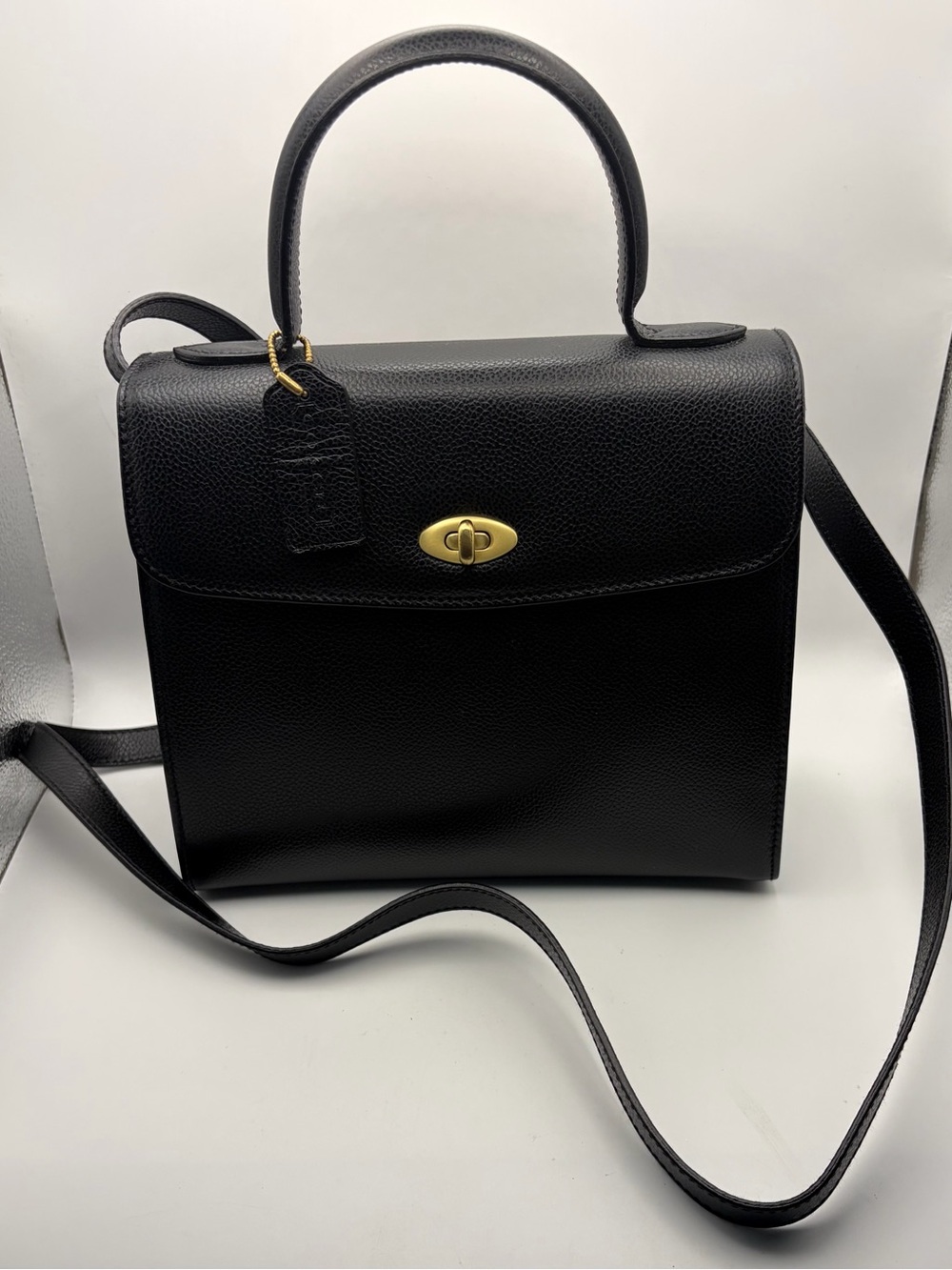 Coach Black Leather Top-Handle Satchel with Gold Hardware LIKE NEW